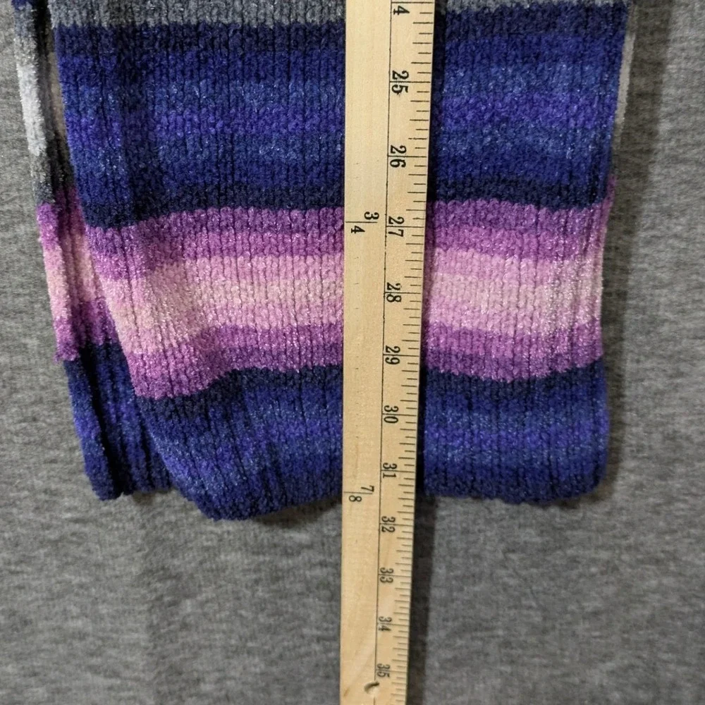 Merona Womens Purple Blue Pink Striped Chenille Ribbed Knit Winter Scarf